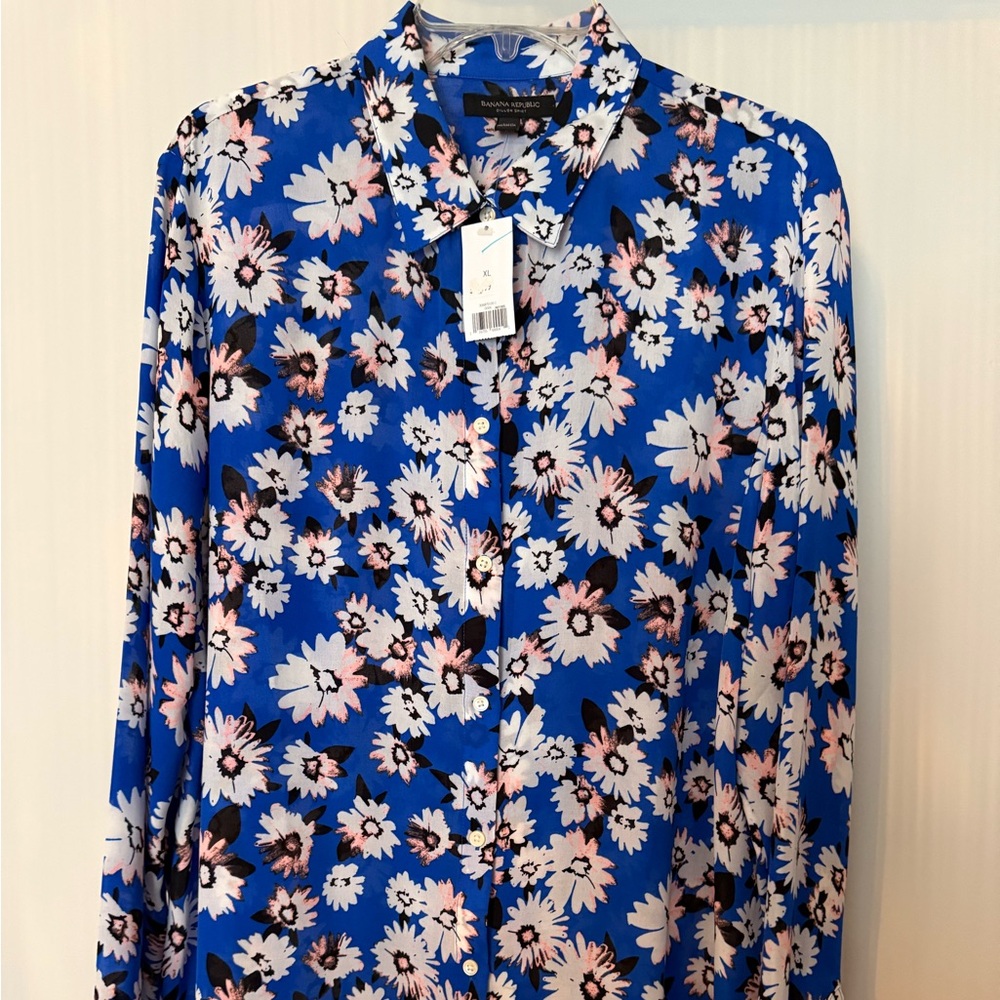 Banana Republic Blue Floral Women's Blouse